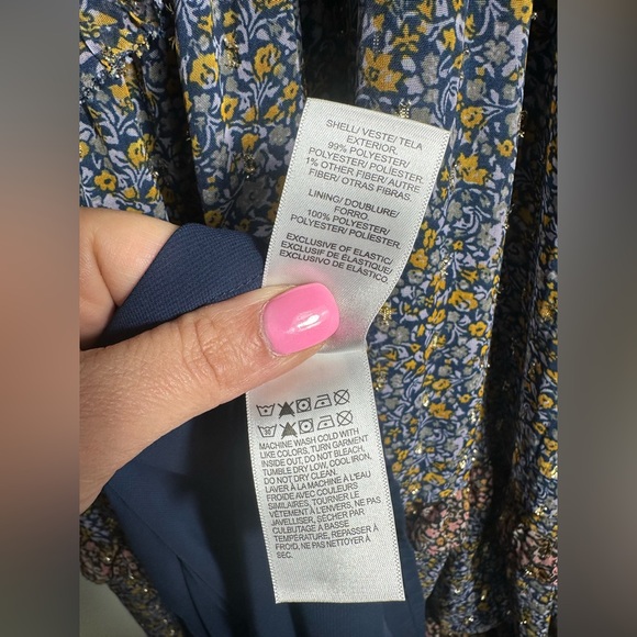 Lucky Brand Ruffle Floral Maxi Sundress Blue Brown w Gold  Size Large - Picture 15 of 16